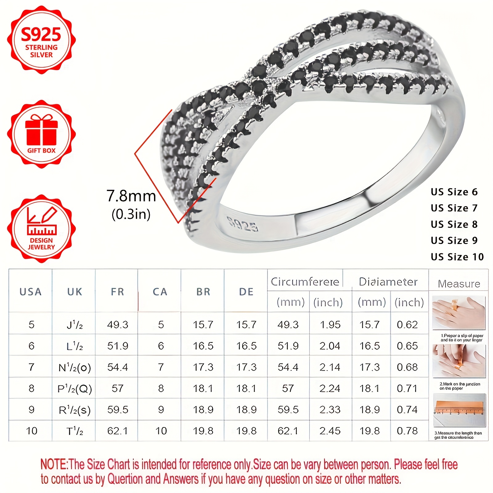 925 Silver Women's Ring with CZ Stone, Engagement or Wedding Proposal